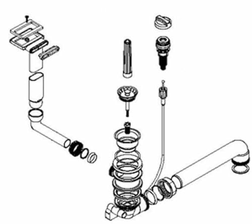 Drain fitting suitable for the Franke EFX 614 built-in sink with strainer basket centre valve 1 1/2 inch with straight overflow.