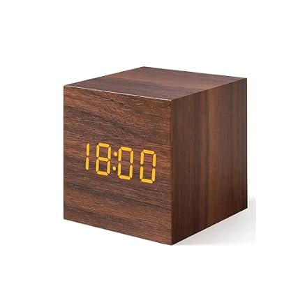 Cawtiuly Digital Alarm Clock, Mini Wooden Alarm Clocks, LED Clock for Bedroom, Small Digital Clock