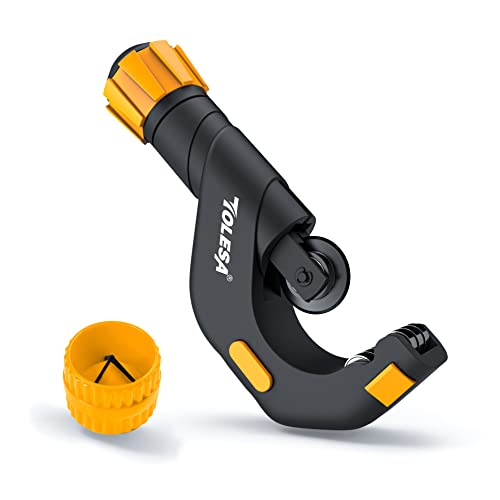 TOLESA Pipe Cutter Set with 3 16 to 2 inch Outer Diameter Heavy Duty Tube Cutter and Inner-Outer Reamer, for Aluminum, Copper, PVC and Stainless Steel Tube