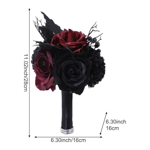 Ramos artificiales para bodas y compromisos con rosas negras de estilo gotico 3