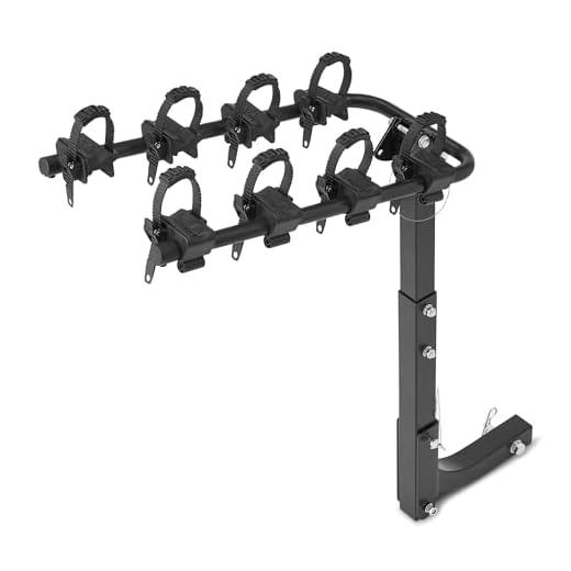Amazon Basics 4-Bike Hitch Rack with 2" Hitch for Car, SUV and Truck, Heavy-Duty Steel Frame, Foldable, Anti-Rattle Stability, 132-Pound Capacity