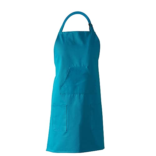 Image of HPD Half Price Drapes Aprons for Men Women with Large Pockets Adjustable Unisex PRTW-S02-AP Solid Cotton, 27 X 34 Inch, Capri Teal