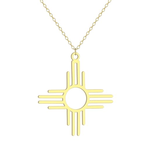 Collar para mujer, collar con colgante Zia dorado para mujeres y niñas, Nuevo México, Zia, sol, cadena para el cuello, regalo de joyería Zia