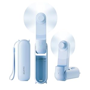 GAIATOP Portable Handheld Fan, 3 IN 1 Mini Foldable Travel Fans [17H Max Cooling Time] with Power Bank, Pocket Design USB Rechargeable for Travel Concert Lash Makeup, Summer Gifts for Women Girl, Blue