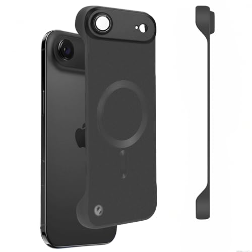 Omio Magnetic Slim Case for iPhone Air Compatible with MagSafe Matte PC Ultra-Thin Bumper Frameless Borderless Minimalist Design with Camera Lens Protector for Men Women Black