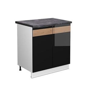 Vicco Fame-Line Spülenunterschrank Schwarz Anthrazit 80cm