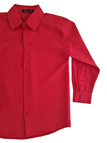 Camisa Social Infantil Botão Manga Longa Vermelha Masculina Tamanho:6