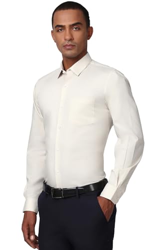 Image of Peter England Men Polycotton Slim Fit Full Sleeve Stretchable Solid Formal Shirt | Lycra Comfort