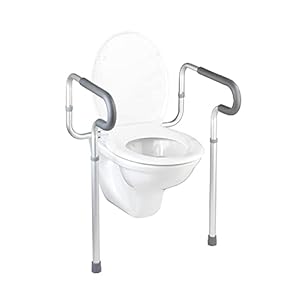 WENKO WC-steunhulp Secura, 5-voudig, antislip rubberen voetjes, praktische hulp in de badkamer voor de nodige grip, roestvrij aluminium, 55,5 x 71-81,5 x 48 cm, 1 stuk