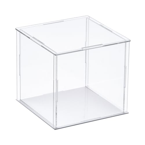 MECCANIXITY Clear Display Case, Acrylic Box Assemble Transparent Dustproof Box Showcase 7.9x7.9x7.9inch for Collectibles, Crafts