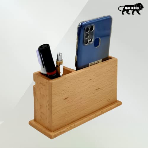 Image of WOOD HOUSE Wooden Pen Stand with Card Holder /Study Table, Pen Holder for Office Table Stylish for Office & Student Desk (Stand With Calender)