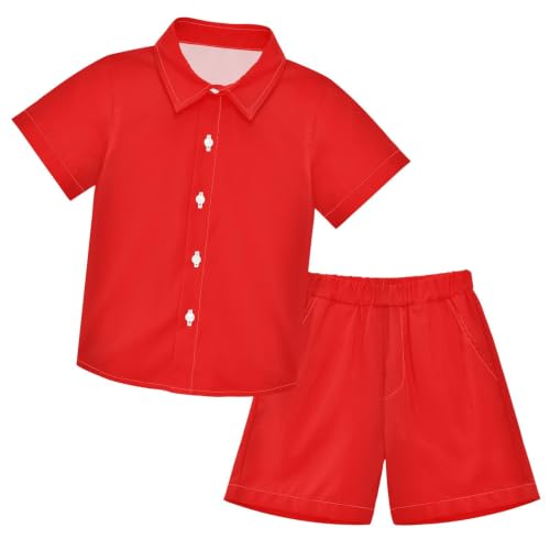 Image of 3T Toddler Boy Shorts Set Black Hawaiian Button Down Shirts Summer Outfits for Little Boy