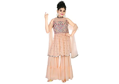 Ropa festiva de georgette y lentejuelas estilo Sharara Garara premium para niñas