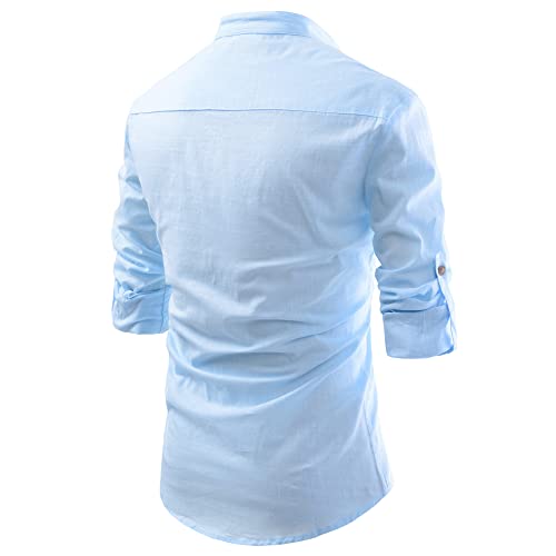 Image of Men's Full Sleeve Beige Color Cotton Blend Spread Slim Fit Shirt Style Kurta for Men and Boys