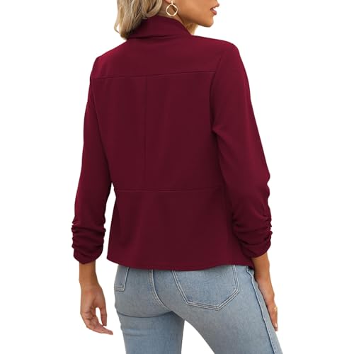Image of POGTMM Women 3 /4 Sleeve Blazer Open Front Cardigan Jacket Work Office Blazer