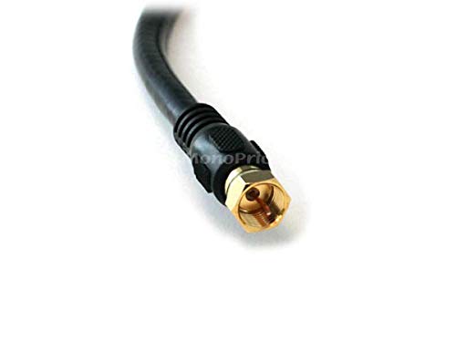 Image of Monoprice RG6 Quad Shield CL2 Coaxial Cable with F Type Connector - 18AWG, 75 Ohm, 6 Feet, Black