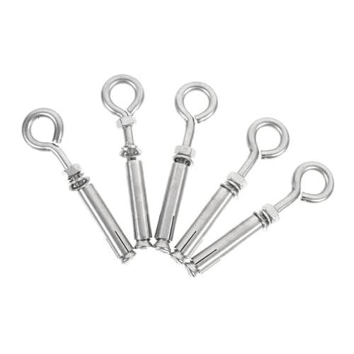 BELLIFFY 5pcs Stainless Steel Expansion Hook for Manhole Cover Lifting 304 Closed Loop Design Anti Fall Net Screw Bolts for Secure Installation