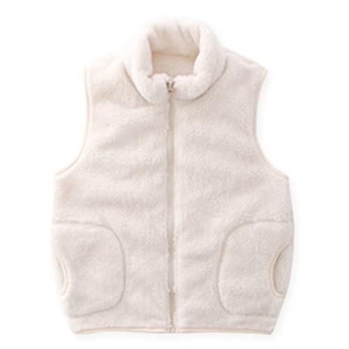 Toddler Baby Boys Girls Polar Fleece Vest Jacket Ligntweight Cute Zipper Closure Sleeveless Coat (Beige, 11-12 Years)2