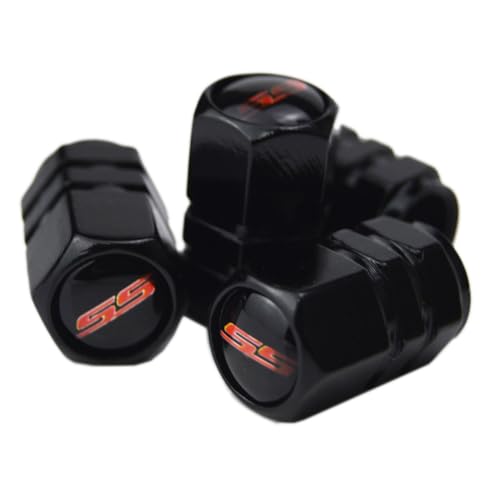 Image of (Set of 4) 68mm=2.67 inches SS Wheel Center Cap Covers Hub Cap 3D Emblem + Valve Stem Caps for 2016-2023 6th Generation Chevrolet Camaro