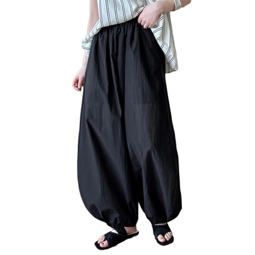 Women Japanese Style Lantern Pants Oversized Palazzo Wide Leg Baggy Pants Summer Vacation Casual Loose Trousers