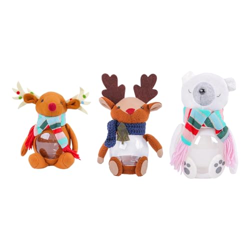 Tarro De Azúcar Navideño,Contenedor Navideño de Felpa - 3 Piezas De Botes De Golosinas Temáticos Navideños Para Armario Escritorio Encimera Despensa Hogar Aula