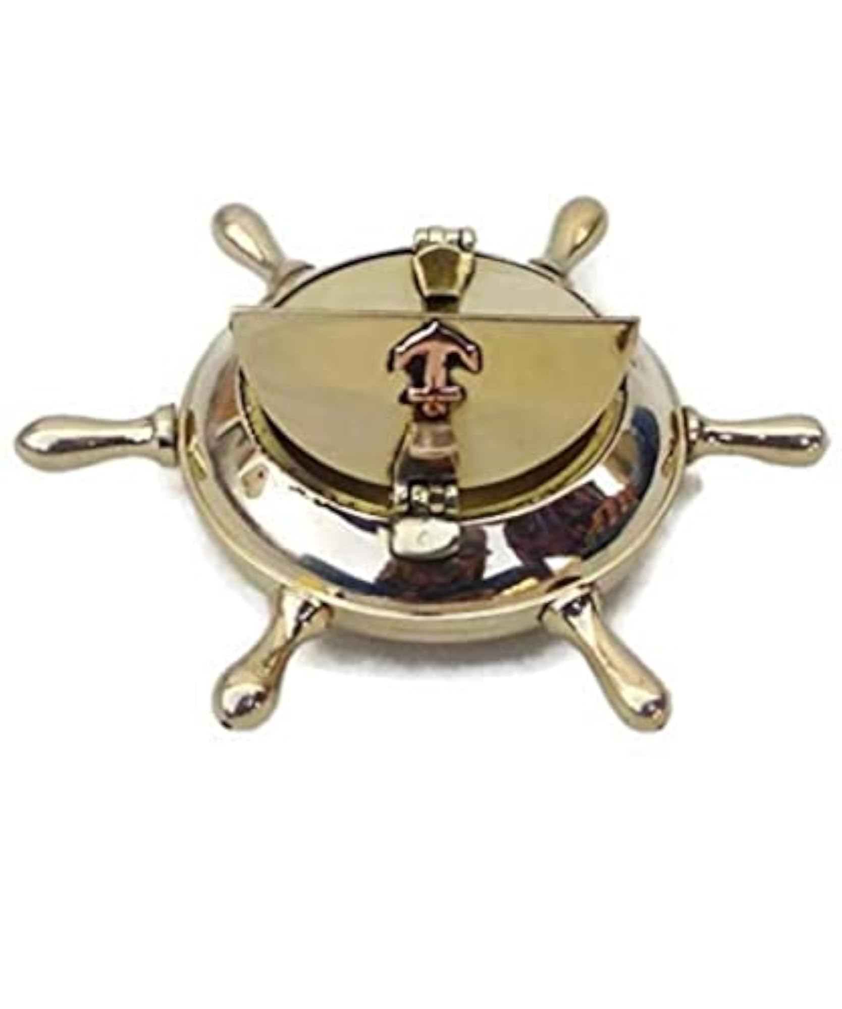 Wheel Design Brass Nautical Cigarettes Ashtray