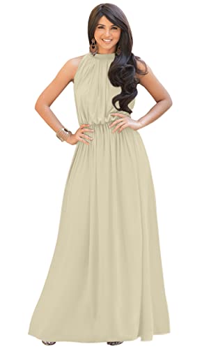 Image of KOH KOH Womens Long Sleeveless Halter Bridesmaid Wedding Guest Maxi Dress