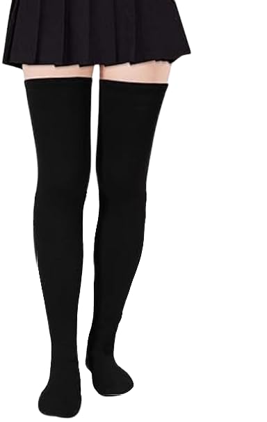 ™ Wool Warm Thigh High Sock Knitted Thick Thermal Woolen Socks for Women Winter Wear Knee Length Knee High Leg Warmers Long Socks Boot Cuffs Knee Cap Stocking Girls - Black-image-42