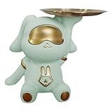 Zegaqae Kaninchenstatue mit Tablett, Kaninchenstatue mit Tablett | Resin Ornaments mädchen-Statue mit Tablett - -Konfektschale, Schmuck-Trinket-Tablett, Skulptur-Schlüsselhalter, Behälter für