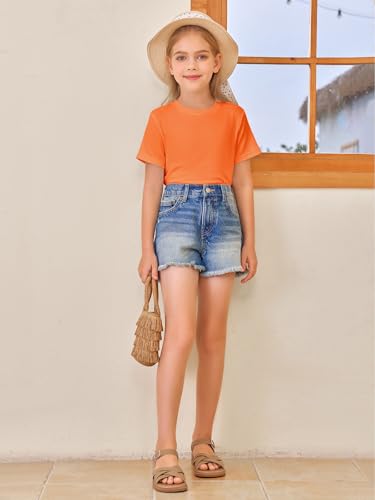 Image of Girls Short Sleeve T Shirts Kids Summer Tops Crewneck Tees 5-14 Years