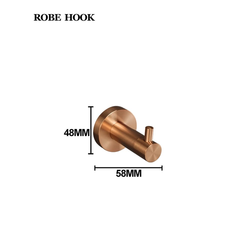 Juego de ganchos para toallas de pared de acero inoxidable cepillado de oro rosa – 4 ganchos para bata de baño para toallas de jabón y accesorios – Decoración elegante y funcional para el hogar