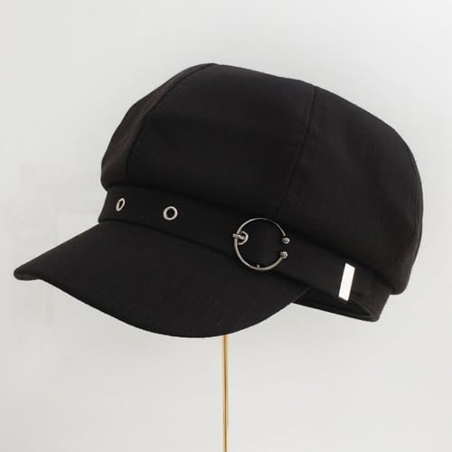 Girls Teens Hat Woman Octagonal Hat with Metal Fastening Decals Woman Teens Spring Sunproof French3