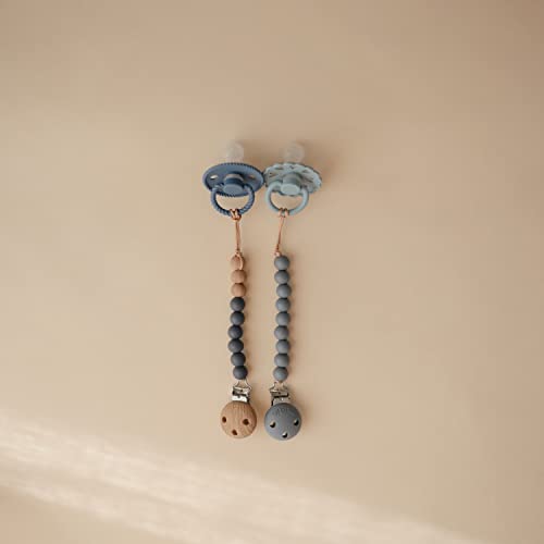 Image of mushie 100% Silicone Baby Pacifier Clip BPA Free | Hera (Tradewinds)