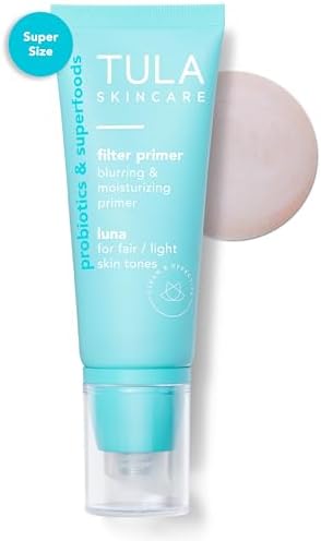 TULA Skin Care Face Filter Blurring and Moisturizing Primer - Supersize Luna, Evens the Appearance of Skin Tone & Redness, Hydrates & Improves Makeup Wear, 2.02fl oz