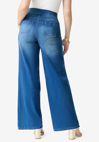 Roaman's Women's Plus Size Tall Plus Size 360&Deg; Stretch Wide Leg Jean2