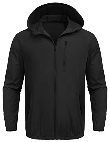 COOFANDY Men's Waterproof Rain Jacket with Hood Lightweight Packable Raincoat Outdoor Cycling Fishing Jackets