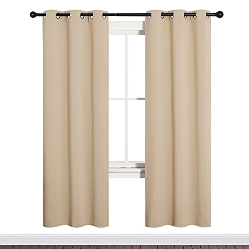 NICETOWN Room Darkening Curtain Panels for Cafe, Thermal Insulated Grommet Room Darkening Draperies/Drapes for Window (Biscotti Beige, 2 Panels, W34 x