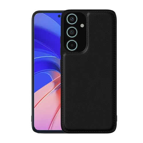 Image of Leather Case for Samsung Galaxy A55 Premium Protective Stylish Slim Cover with Shockproof Raised Edges Black