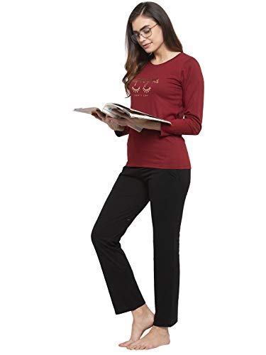 Image of Claura Women Cotton Solid Top & Pyjama Set