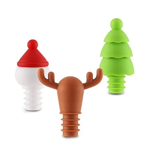 Vzaahu Wine Bottle Stoppers, 3-Pack Silicone Reusable Christmas Decor Wine Stoppers for 0.8"/2 cm Mouth Wine Bottle, Wine Outlet Cap, Bottle Cover, Beverage Bottle Stoppers