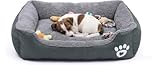 SuperGift.com Soft & Fluffy Pet Bed - Anti-Anxiety Washable Bed for Dogs and Cats - Non-Slip Base - Dog & Cat Bed - Warm and Cosy - Grey (Medium)