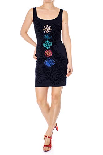 Desigual Woman Short Dress Vest Coque 19swvkah 38 (s) Dark Blue