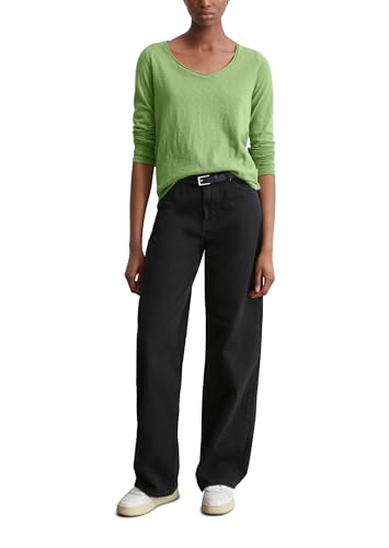 Marc O'Polo Denim Damen Langarmshirt aus Bio-Baumwolle mit V-Ausschnitt, Grün (Herbal Garden), XXS – Ansicht 5