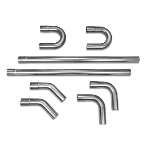 Tube Warehouse - 2.5 Exhaust Pipe Kit Mild Steel Mandrel 45 90 Straight U-Bend Tube 8Pcs 2 1/2 Custom Universal DIY Exhaust Tubing 8 Pieces