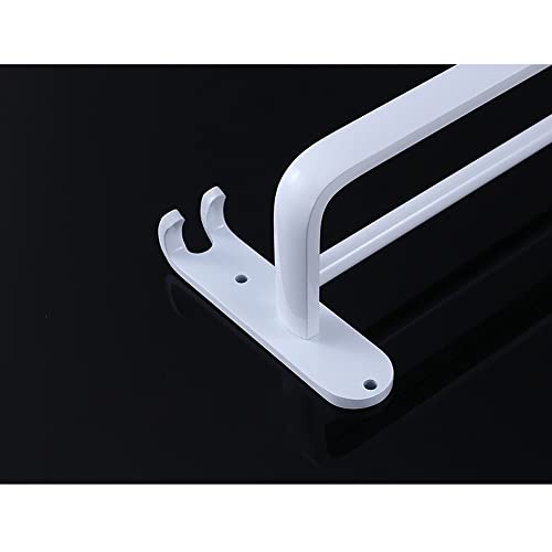 Porte-serviettes de salle de bain mural double barre blanc robuste - 7