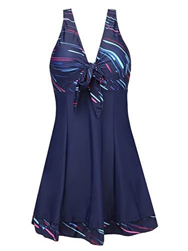 Womens One Piece High Waist Printing Swim Dress Padded Swimwear product thumbnail 11