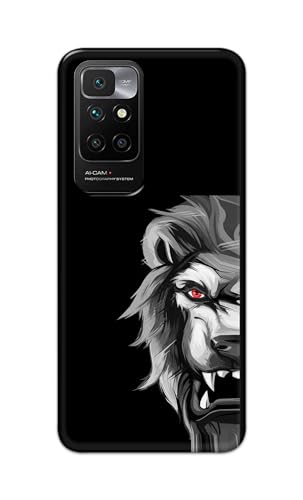 Image of PRINTFIDAA Printed Hard Back Cover Case for Mi Redmi 10 Prime Back Cover (Angry Lion) -112
