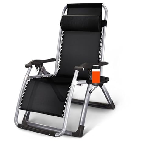 Silla reclinable plegable para exteriores con cojín acolchado y mesa auxiliar, cómoda y resistente, para terraza, jardín, playa, camping, relajación y ocio