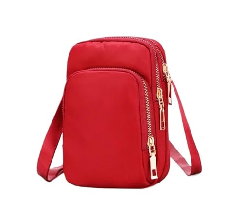 GANYUU Women Bag Waterproof Shoulder Bag Crossbody Zipper Mobile Phone Lady Female Multifunction Handbag Wrist Purse Womens Pouch(Red)