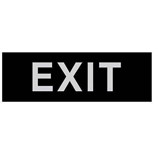 Image of All Quality Basic Exit Wall or Door Sign - Simple & Clear To Ensure Safety | Easy to Install - Black /SIlver - Small (1 Pack)